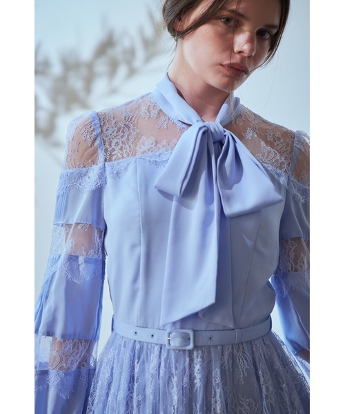 Estella.K(エステラケー)の「Frances Lace Dress スカラップレースタイドレス(ワンピース・レディース・ネイビー/サックスブルー/オフホワイト・FREE)」の19枚目の写真
