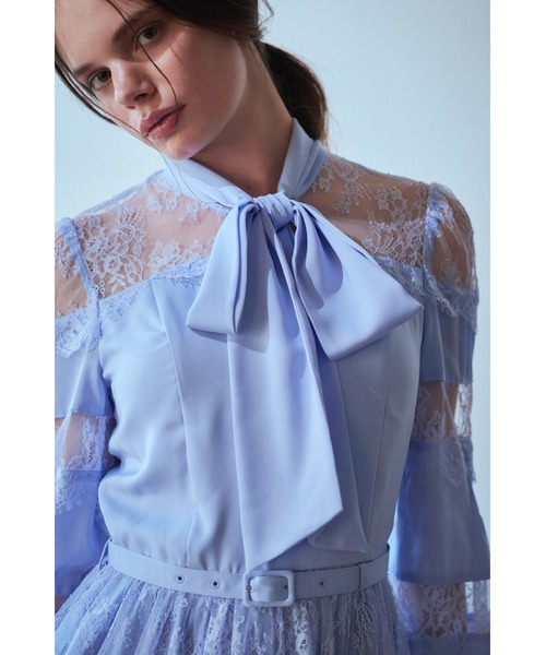 Estella.K(エステラケー)の「Frances Lace Dress スカラップレースタイドレス(ワンピース・レディース・ネイビー/サックスブルー/オフホワイト・FREE)」の10枚目の写真