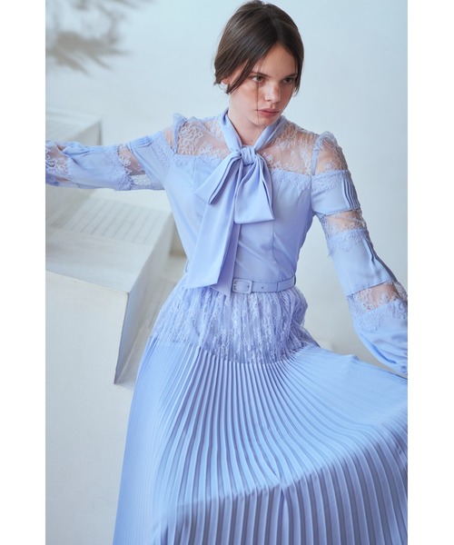 Estella.K(エステラケー)の「Frances Lace Dress スカラップレースタイドレス(ワンピース・レディース・ネイビー/サックスブルー/オフホワイト・FREE)」の22枚目の写真