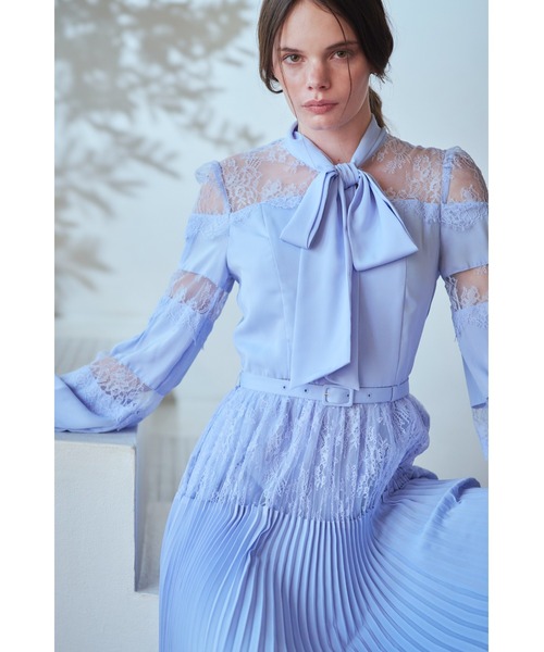 Estella.K(エステラケー)の「Frances Lace Dress スカラップレースタイドレス(ワンピース・レディース・ネイビー/サックスブルー/オフホワイト・FREE)」の13枚目の写真