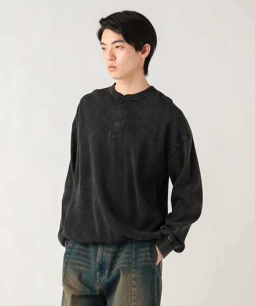 BEAMS HEART(ビームスハート)の「SW ワッフル ヘンリーネック カットソー(Tシャツ/カットソー・メンズ・ブラウン/ブラック・MEDIUM/SMALL/LARGE)」の5枚目の写真