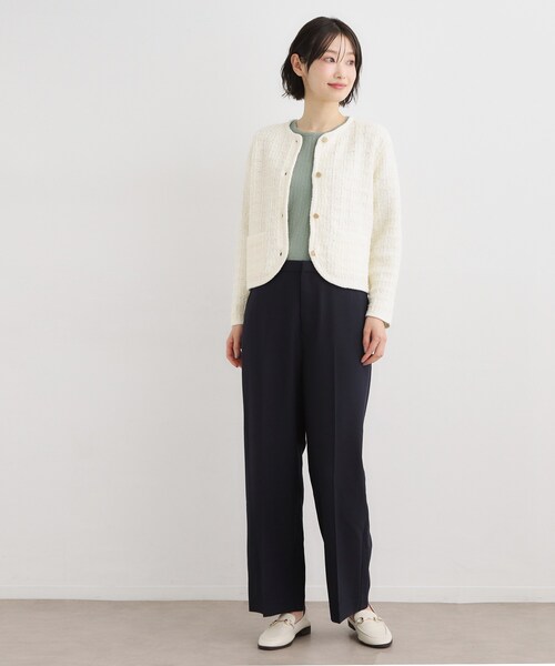 LAURA ASHLEY（ローラアシュレイ）の「【洗える／テープヤーン】ツイードカーディガン（カーディガン/ボレロ・レディース・ホワイト系/ネイビー・38/40）」の5枚目の写真