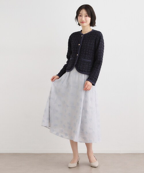 LAURA ASHLEY（ローラアシュレイ）の「【洗える／テープヤーン】ツイードカーディガン（カーディガン/ボレロ・レディース・ホワイト系/ネイビー・38/40）」の8枚目の写真