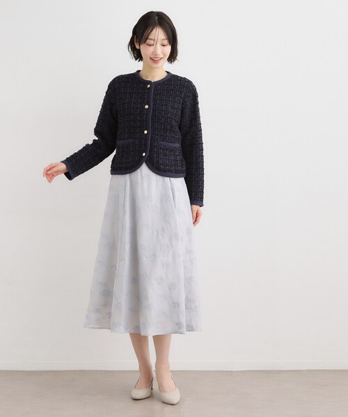 LAURA ASHLEY（ローラアシュレイ）の「【洗える／テープヤーン】ツイードカーディガン（カーディガン/ボレロ・レディース・ホワイト系/ネイビー・38/40）」の9枚目の写真