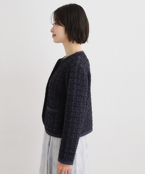 LAURA ASHLEY（ローラアシュレイ）の「【洗える／テープヤーン】ツイードカーディガン（カーディガン/ボレロ・レディース・ホワイト系/ネイビー・38/40）」の12枚目の写真