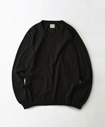 VINTAGE HENLEY NECK LONG SLEEVE TEE_BLACK