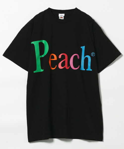 FREAK'S STORE(フリークスストア)の「byeA./バイエー NOT APPLE T-shirt Peach/バイエー ロゴTシャツ(Tシャツ/カットソー・レディース・ブラック/ホワイト・MEDIUM)」の1枚目の写真