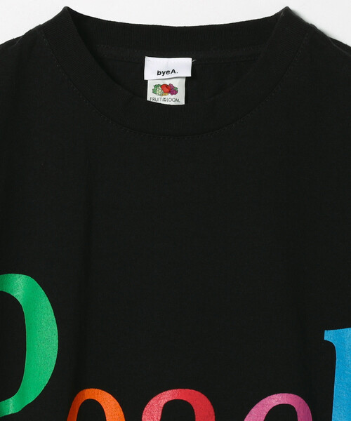 FREAK'S STORE(フリークスストア)の「byeA./バイエー NOT APPLE T-shirt Peach/バイエー ロゴTシャツ(Tシャツ/カットソー・レディース・ブラック/ホワイト・MEDIUM)」の3枚目の写真