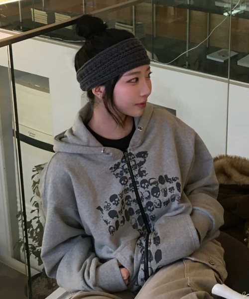UNTITLED SEOUL(アンタイトル ソウル)の「クロススケルトンフードジップアップグレー(パーカー・メンズ・その他・LARGE/MEDIUM)」の1枚目の写真