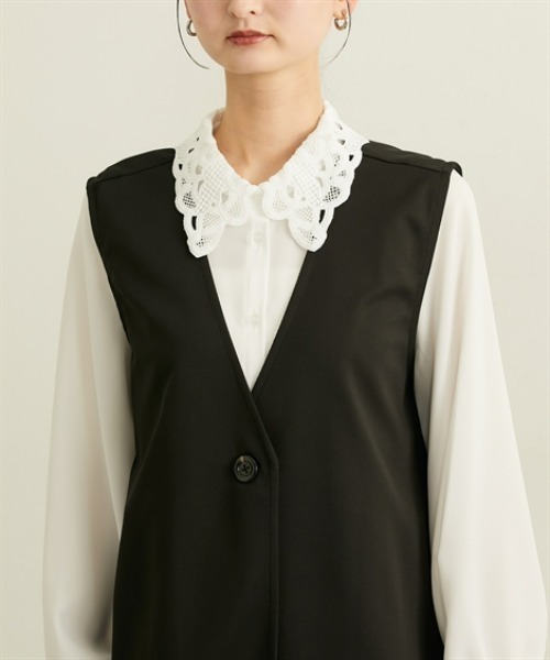 nissen（ニッセン）の「２点セット（ペプラムジレ＋テーパードパンツ）（カバーオール・レディース・モカ/ブラック・M/L）」の16枚目の写真