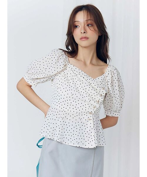 MERCURYDUO(マーキュリーデュオ)の「2WAYドットペプラムブラウス(シャツ/ブラウス・レディース・アイボリー/ブラック・FREE)」の12枚目の写真