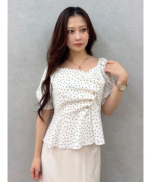 MERCURYDUO(マーキュリーデュオ)の「2WAYドットペプラムブラウス(シャツ/ブラウス・レディース・アイボリー/ブラック・FREE)」の18枚目の写真
