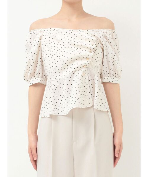 MERCURYDUO(マーキュリーデュオ)の「2WAYドットペプラムブラウス(シャツ/ブラウス・レディース・アイボリー/ブラック・FREE)」の5枚目の写真