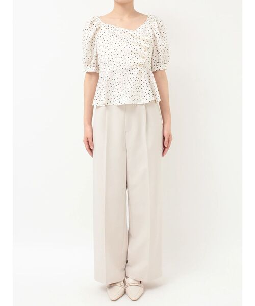 MERCURYDUO(マーキュリーデュオ)の「2WAYドットペプラムブラウス(シャツ/ブラウス・レディース・アイボリー/ブラック・FREE)」の6枚目の写真