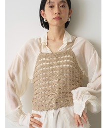 メッシュ編みニットビスチェ