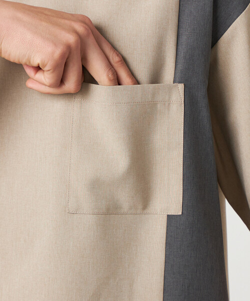 COMME CA ISM（コムサイズム）の「ライトウエイトポリエステル ブロッキング 布帛Tシャツ（Tシャツ/カットソー・メンズ・グレー/ベージュ/ブラック・LARGE/MEDIUM）」の20枚目の写真