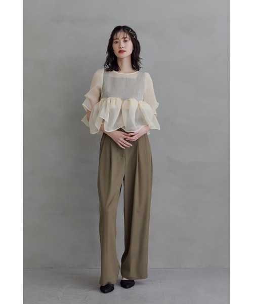 niana(ニアナ)の「オーガンザペプラムトップスセットアップドレス 3点セット セパレート パンツドレス 結婚式 二次会 同窓会 セレモニー パーティードレス オケージョンドレス お呼ばれ(パンツドレス・レディース・ブルー/ベージュ/ブラック×グレー・S/M/L)」の11枚目の写真