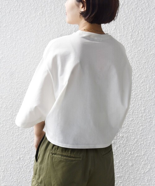 SHIPS（シップス）の「バスク ボーダー / 無地 5分袖 TEE（Tシャツ/カットソー・レディース・ホワイト/オリーブ/ブラック・ONE SIZE）」の10枚目の写真
