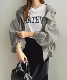 ふわっと透け感フード付きシアーブルゾン