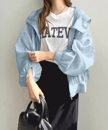 ふわっと透け感フード付きシアーブルゾン