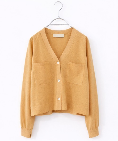 Marilyn Moon(マリリンムーン)の「16G paper knit cocoon sleeve cardigan(カーディガン/ボレロ・レディース・サックスブルー/オレンジ系その他/オフホワイト/ブラック・FREE)」の4枚目の写真