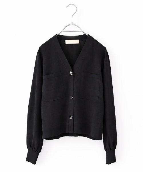 Marilyn Moon(マリリンムーン)の「16G paper knit cocoon sleeve cardigan(カーディガン/ボレロ・レディース・サックスブルー/オレンジ系その他/オフホワイト/ブラック・FREE)」の2枚目の写真