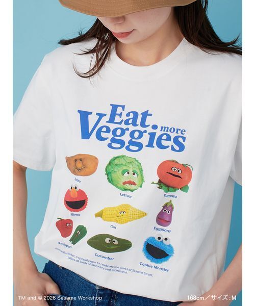 SESAME STREET(セサミストリート)の「【UNISEX】プリントTシャツ(PICNIC)(Tシャツ/カットソー・レディース・ブルー/ホワイト/ブラウン・M/L)」の4枚目の写真
