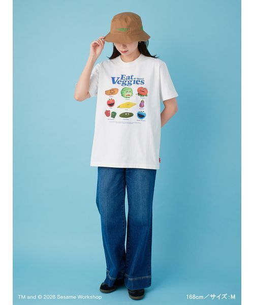SESAME STREET(セサミストリート)の「【UNISEX】プリントTシャツ(PICNIC)(Tシャツ/カットソー・レディース・ブルー/ホワイト/ブラウン・M/L)」の6枚目の写真