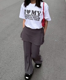 ハートレタリングプリント半袖Tシャツ