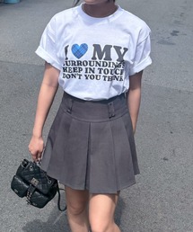 ハートレタリングプリント半袖Tシャツ