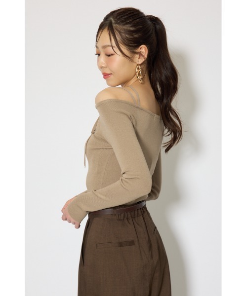 rienda(リエンダ)の「ストリングタイトニットトップス 春服(ニット/セーター・レディース・ブラック/ライトブルー/ベージュ・FREE)」の9枚目の写真