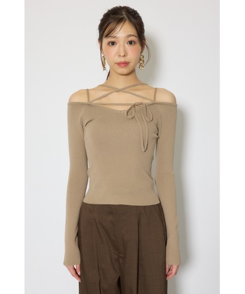 rienda(リエンダ)の「ストリングタイトニットトップス 春服(ニット/セーター・レディース・ブラック/ライトブルー/ベージュ・FREE)」の10枚目の写真