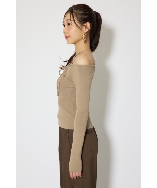 rienda(リエンダ)の「ストリングタイトニットトップス 春服(ニット/セーター・レディース・ブラック/ライトブルー/ベージュ・FREE)」の11枚目の写真