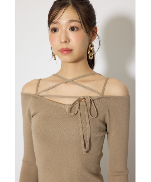 rienda(リエンダ)の「ストリングタイトニットトップス 春服(ニット/セーター・レディース・ブラック/ライトブルー/ベージュ・FREE)」の13枚目の写真
