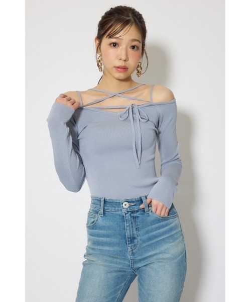 rienda(リエンダ)の「ストリングタイトニットトップス 春服(ニット/セーター・レディース・ブラック/ライトブルー/ベージュ・FREE)」の18枚目の写真