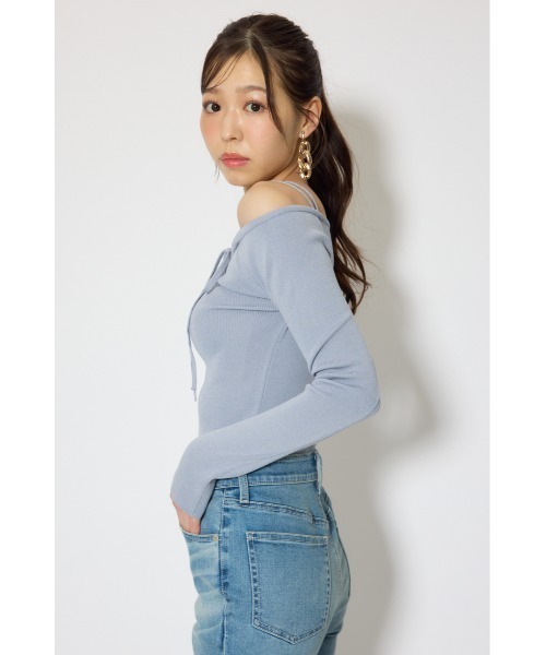 rienda(リエンダ)の「ストリングタイトニットトップス 春服(ニット/セーター・レディース・ブラック/ライトブルー/ベージュ・FREE)」の19枚目の写真
