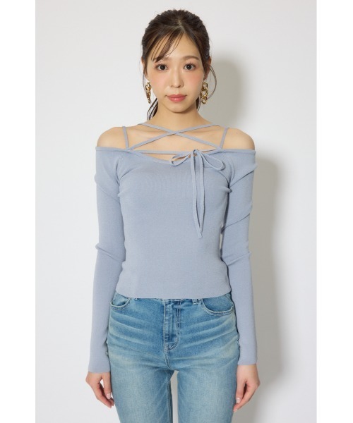 rienda(リエンダ)の「ストリングタイトニットトップス 春服(ニット/セーター・レディース・ブラック/ライトブルー/ベージュ・FREE)」の21枚目の写真