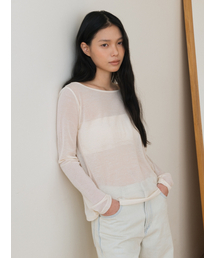 UNNOUT（アナウト）の「WIDE NECK SHEER T-SHIRT CREAM（Tシャツ/カットソー）」