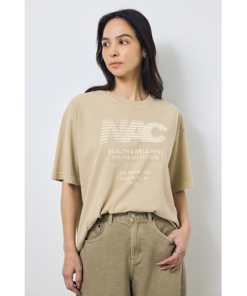 AZUL by moussy(アズールバイマウジー)の「NACピグメントプリントTシャツ(Tシャツ/カットソー・レディース・ベージュ/ライトブラック/オフホワイト・FREE)」の11枚目の写真
