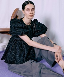 Jacquard Volume Sleeve Tops/ジャガードボリュームスリーブトップス
