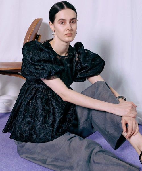 PRE-ORDER】Sheer Flower Jacquard Blouse/シアーフラワージャガード