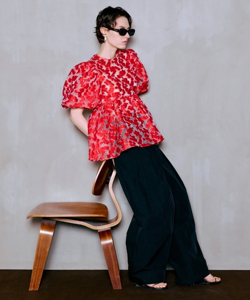 PRE-ORDER】Sheer Flower Jacquard Blouse/シアーフラワージャガード