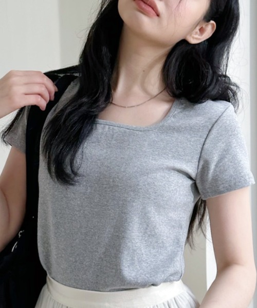 Ada.(エイダ)の「スクエアネックショート丈 半袖Tシャツ(Tシャツ/カットソー・レディース・レッド/ホワイト/グレー/ブラック・FREE)」の22枚目の写真
