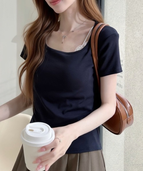 Ada.(エイダ)の「スクエアネックショート丈 半袖Tシャツ(Tシャツ/カットソー・レディース・レッド/ホワイト/グレー/ブラック・FREE)」の20枚目の写真