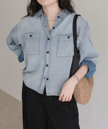 シアーデニムクロップドシャツ