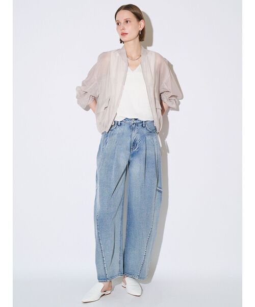 ELENDEEK（エレンディーク）の「BACK TUCK SHEER BZ（ブルゾン・レディース・ブラック/ベージュ・FREE）」の4枚目の写真