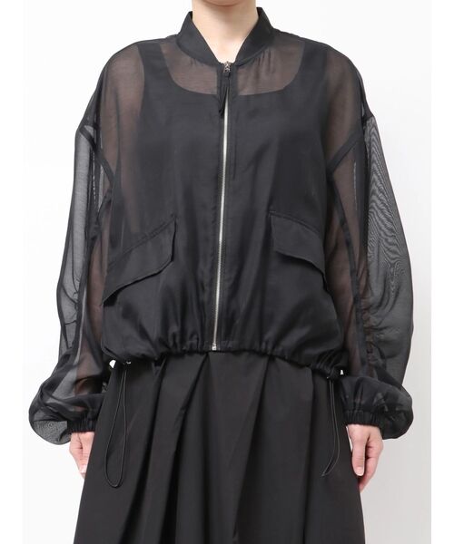 ELENDEEK（エレンディーク）の「BACK TUCK SHEER BZ（ブルゾン・レディース・ブラック/ベージュ・FREE）」の21枚目の写真