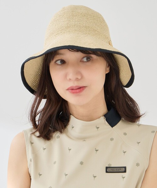 JUN&ROPE'(ジュンアンドロペ)の「ペーパーヤーンワイドバイザー(サンバイザー・レディース・ベージュ・FREE)」の2枚目の写真