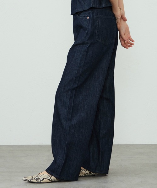 EDWIN(エドウィン)の「EDWIN LADIES ライトオンス ワイドデニムパンツ セルビッジ セットアップ対応(デニムパンツ・レディース・ブルー/インディゴブルー・SMALL/X-SMALL/MEDIUM/LARGE)」の4枚目の写真