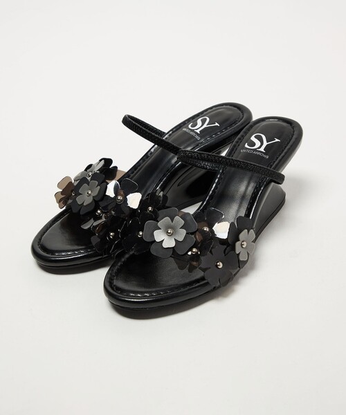 SY UNITED ARROWS(シーユナイテッドアローズ)の「<SY>フラワーウェッジ サンダル60(サンダル・レディース・ブラック/その他1/レッド・22.5cm/23.5cm/24.5cm)」の4枚目の写真
